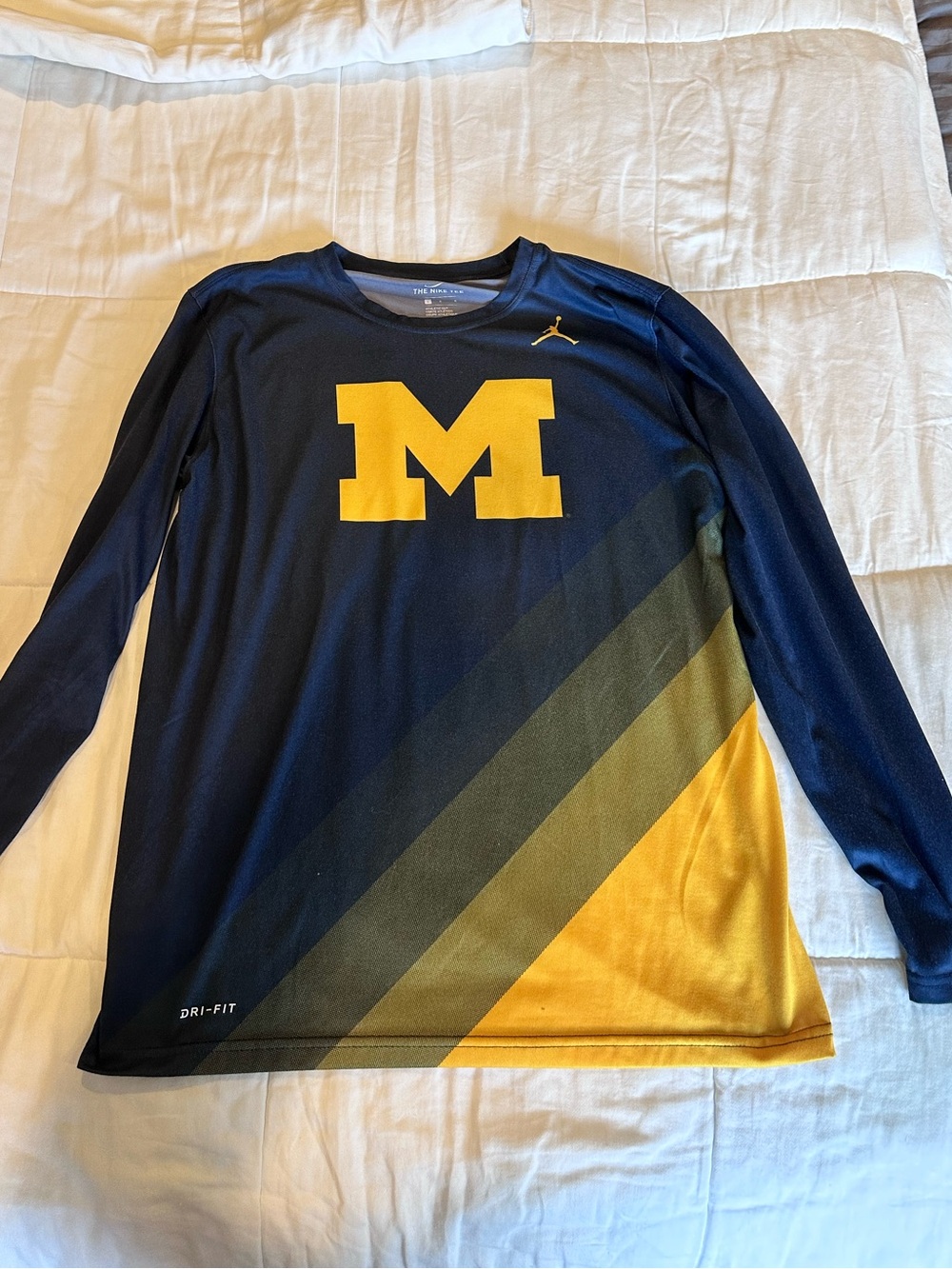Michigan Wolverines Navy & Maize Long-Sleeve Performance Shirt